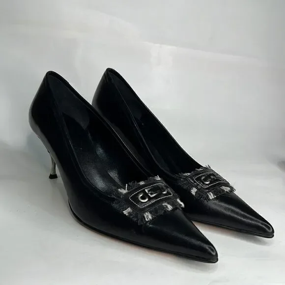 Vero VE Black Leather Pumps with fringe buckle - Picture 13 of 13